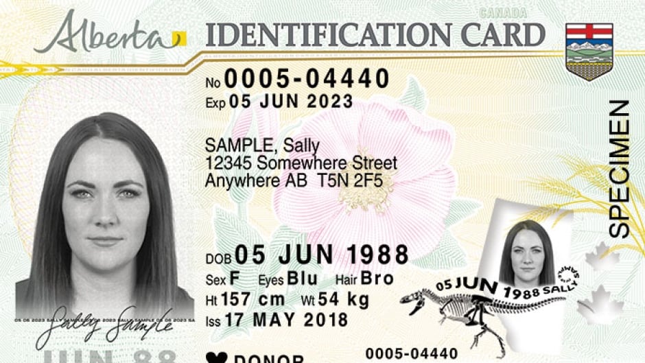 Alberta id card front and back