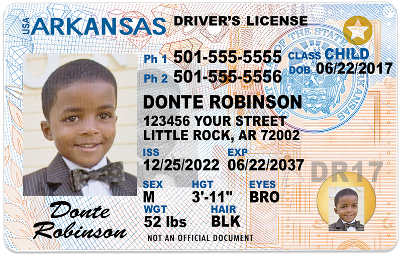 Arkansas id card front and back