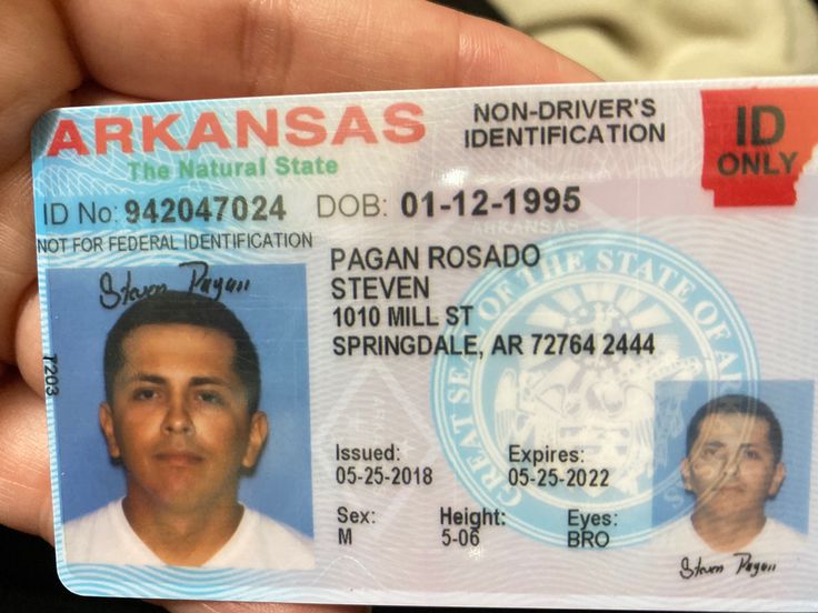 Arkansas id card front and back