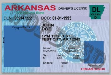 Arkansas id card front and back