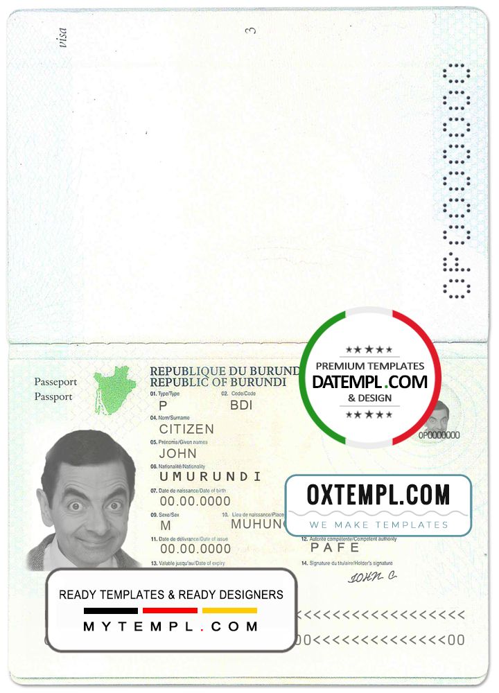 Burundi id card templates