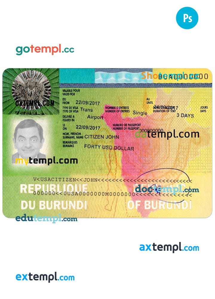 Burundi id card templates