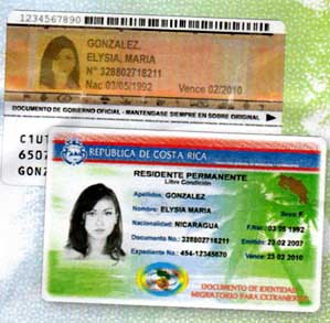 Costa Rica id card templates