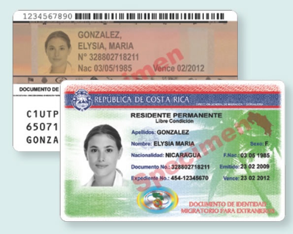 Costa Rica id card templates