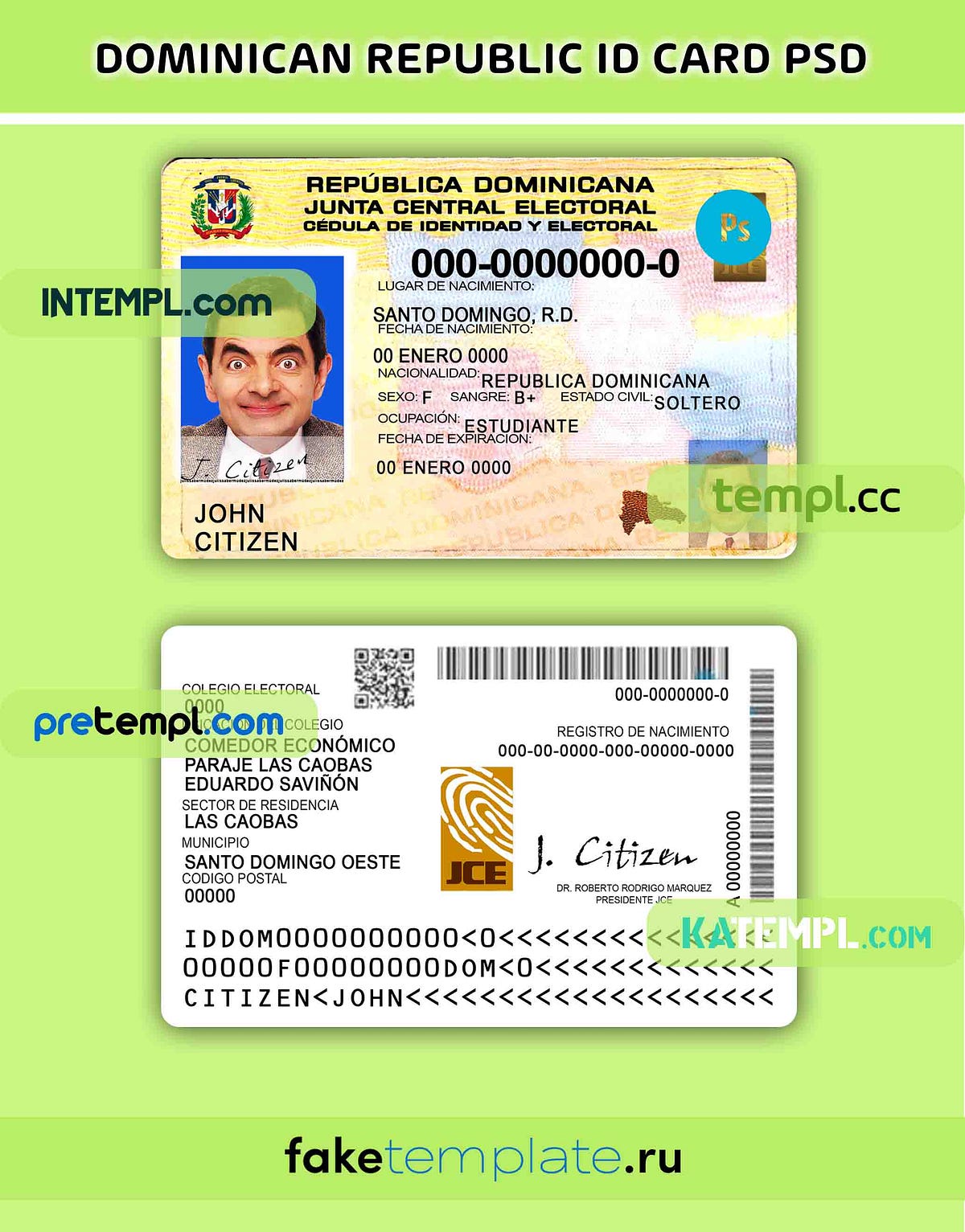 Dominica id card templates