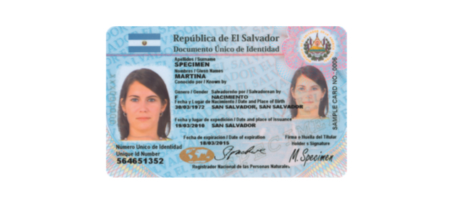 El Salvador fake id card