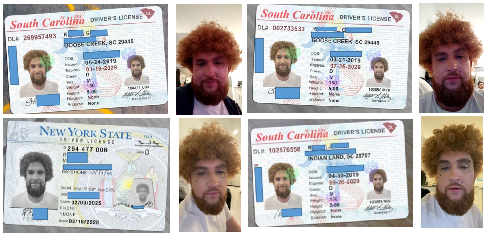 fake id front and back and selfie