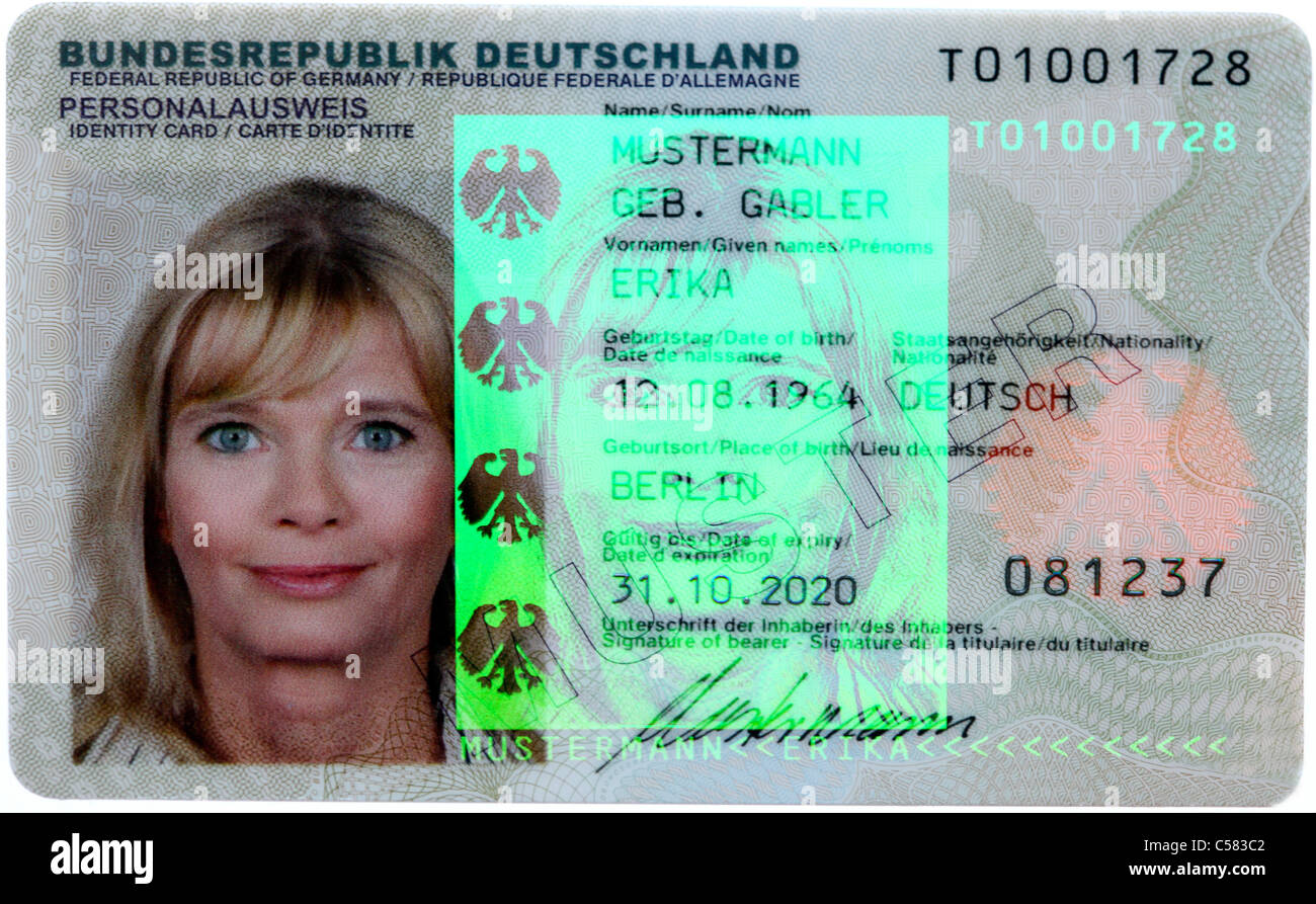 Germany id card front and back
