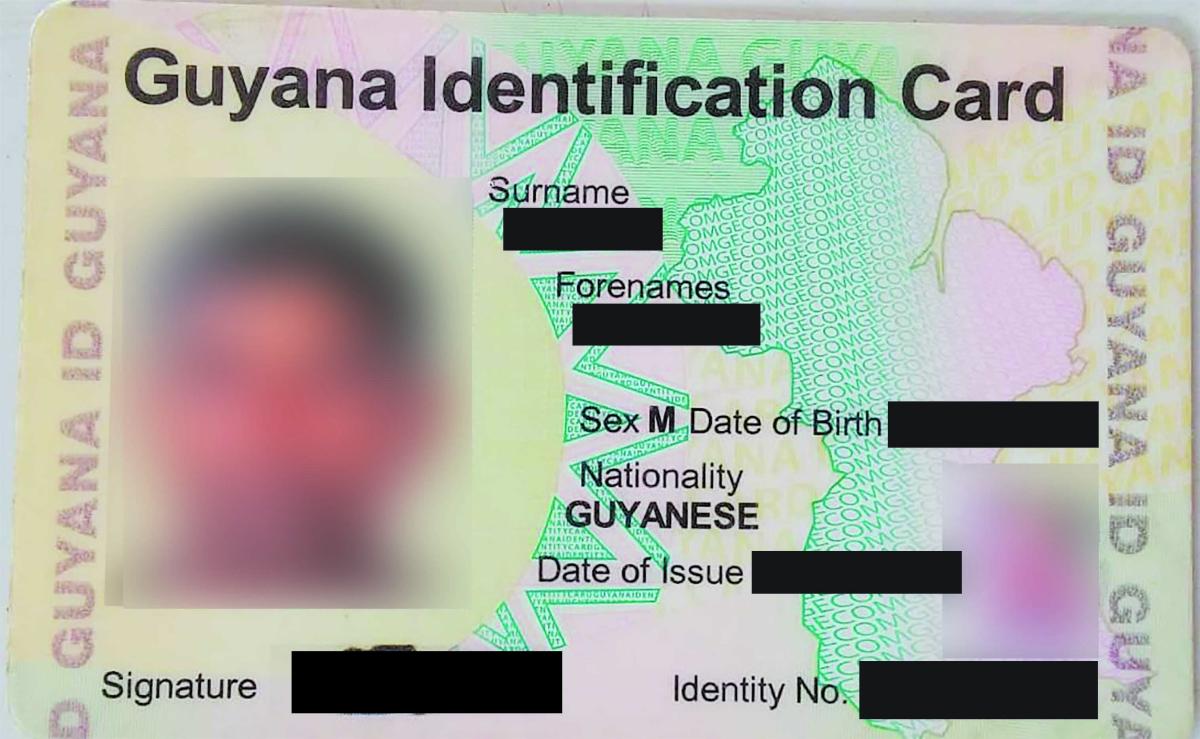 Guyana id card templates