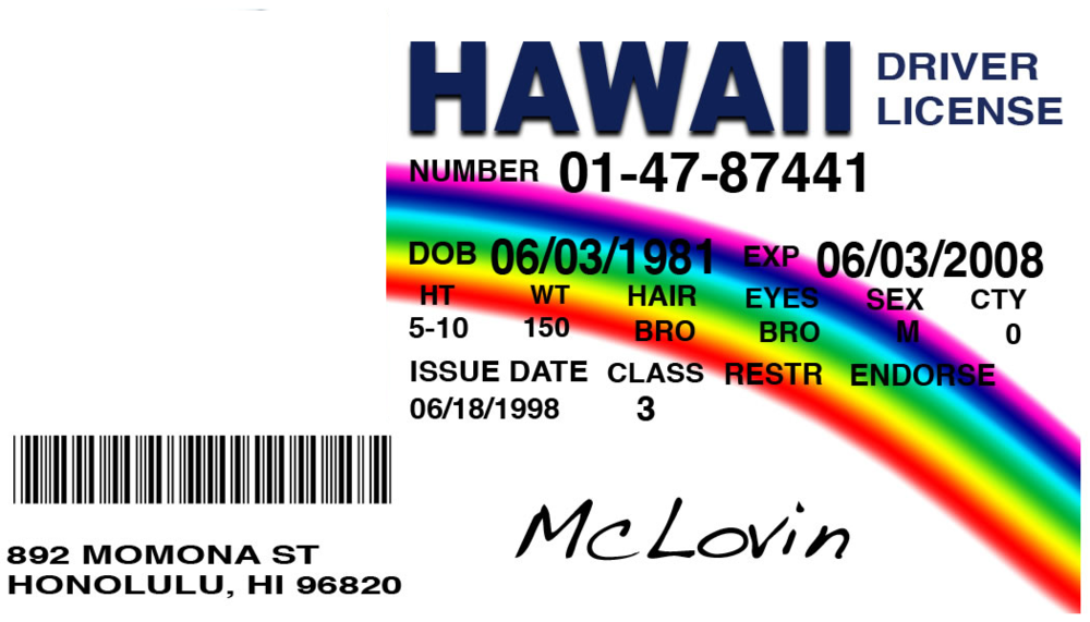 Hawaii id card templates