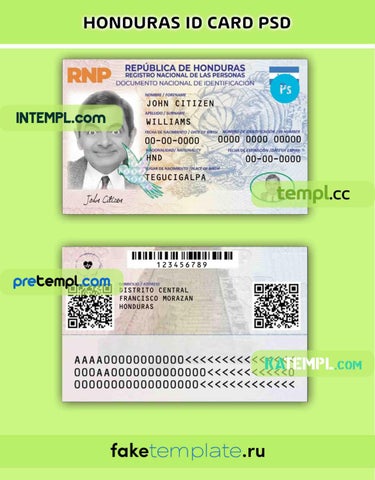 Honduras id card templates