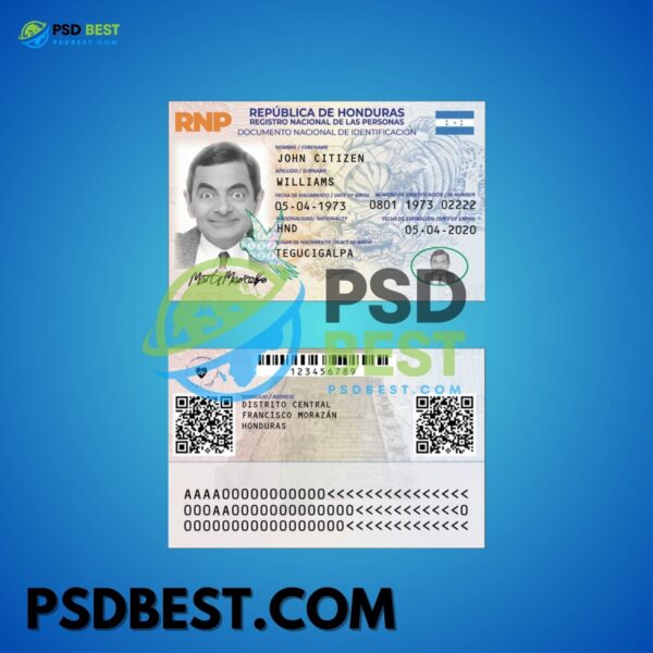 Honduras id card templates