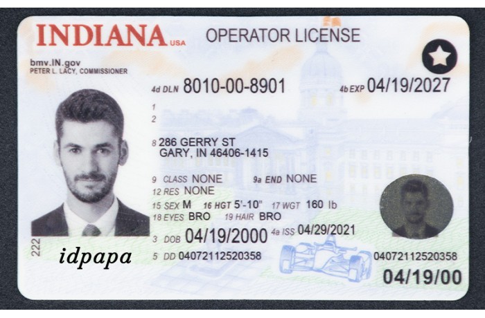 Indiana id card front and back