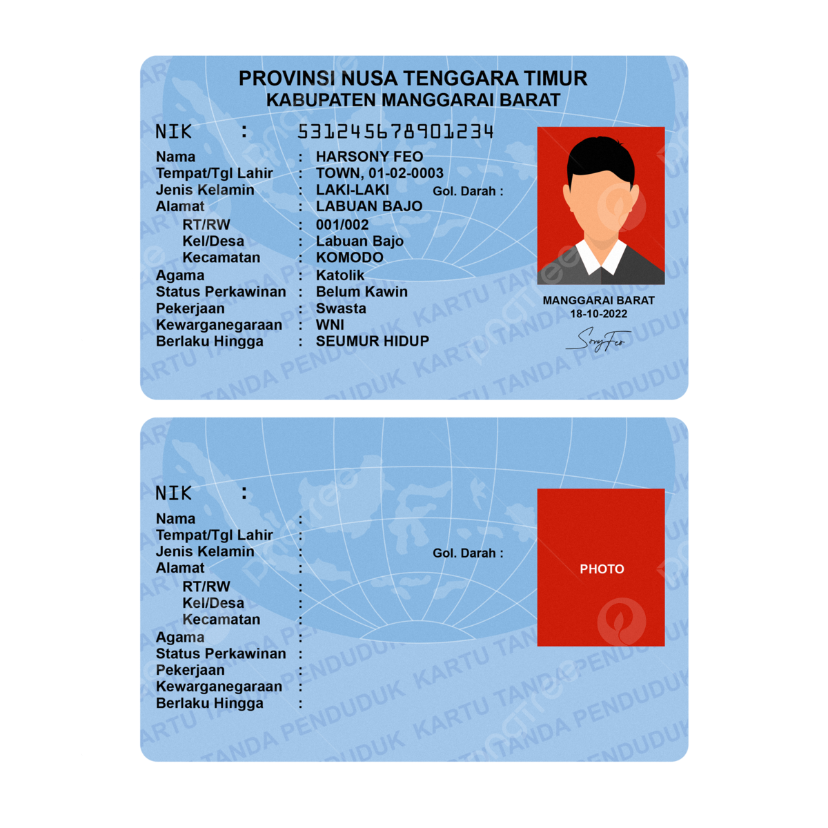 Indonesia id card templates