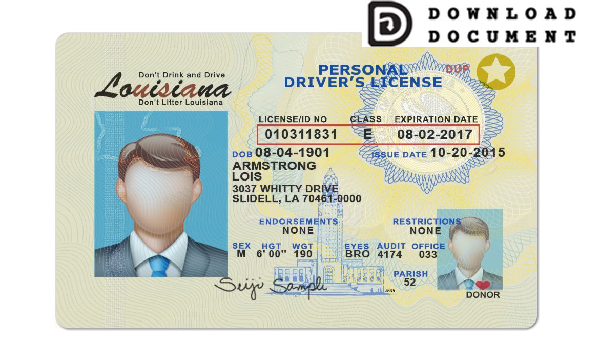 Louisiana fake id card