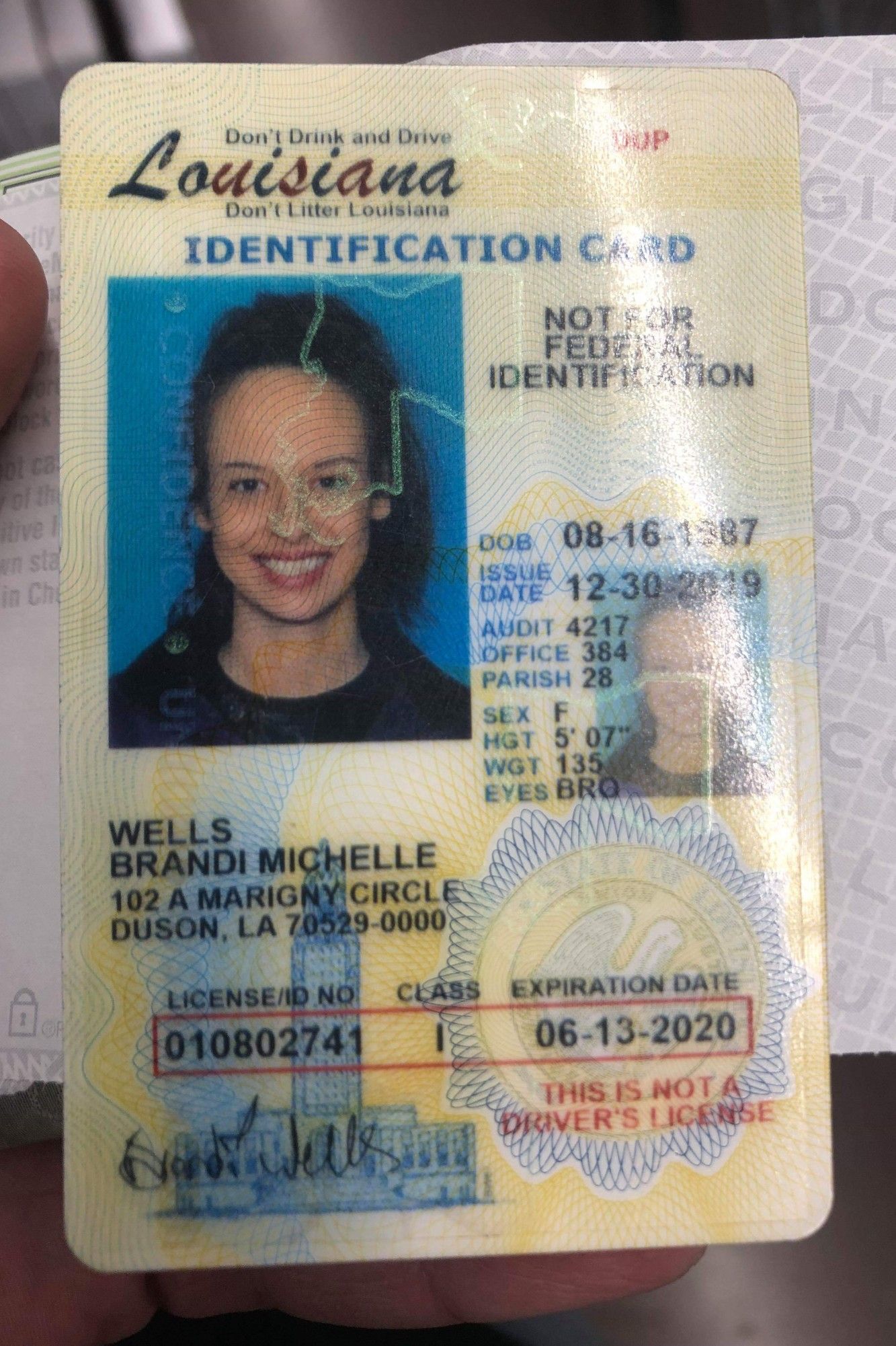 Louisiana id card templates