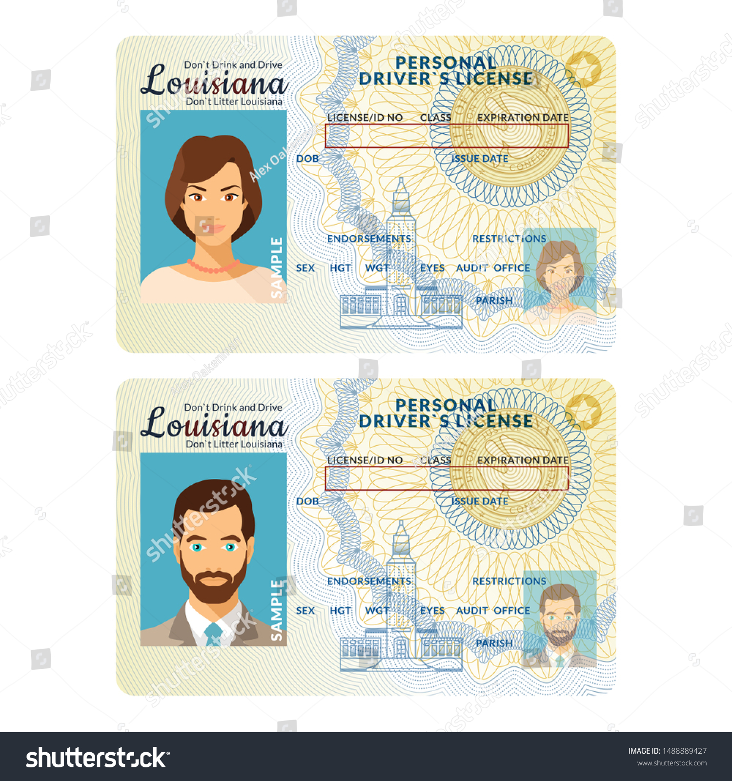 Louisiana id card templates