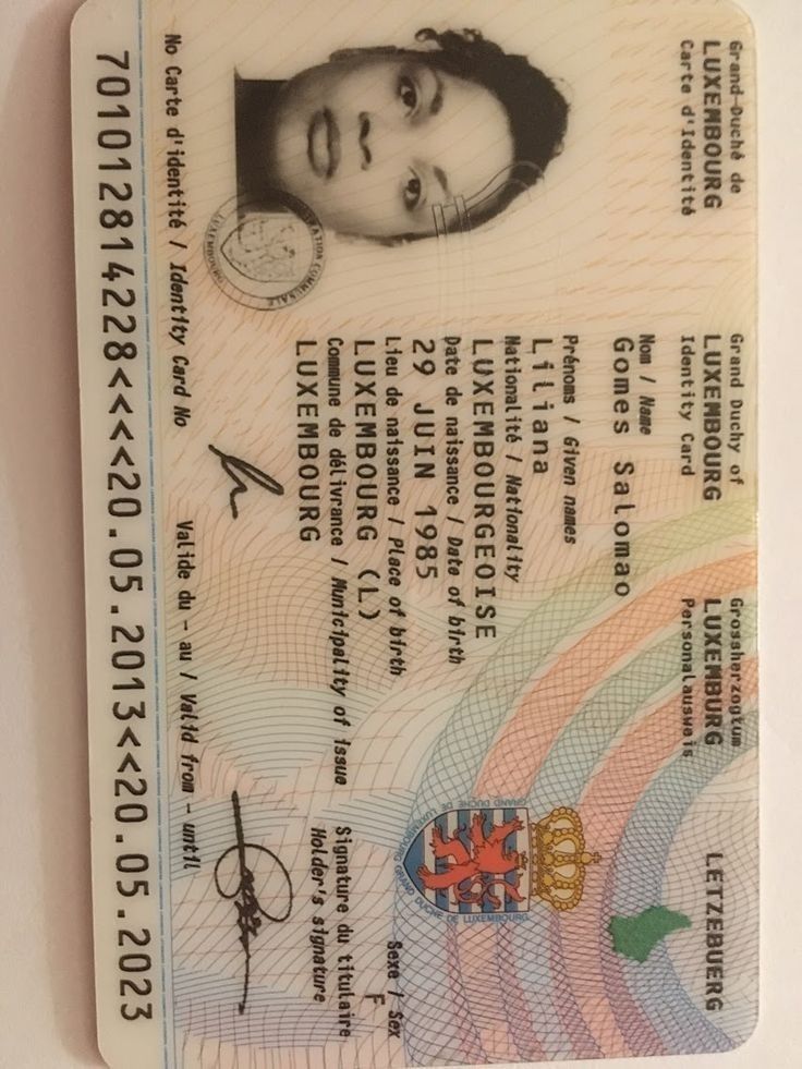 Luxembourg id card front and back