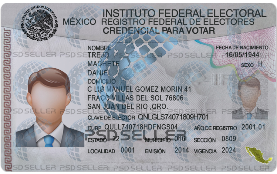 Mexico id card templates