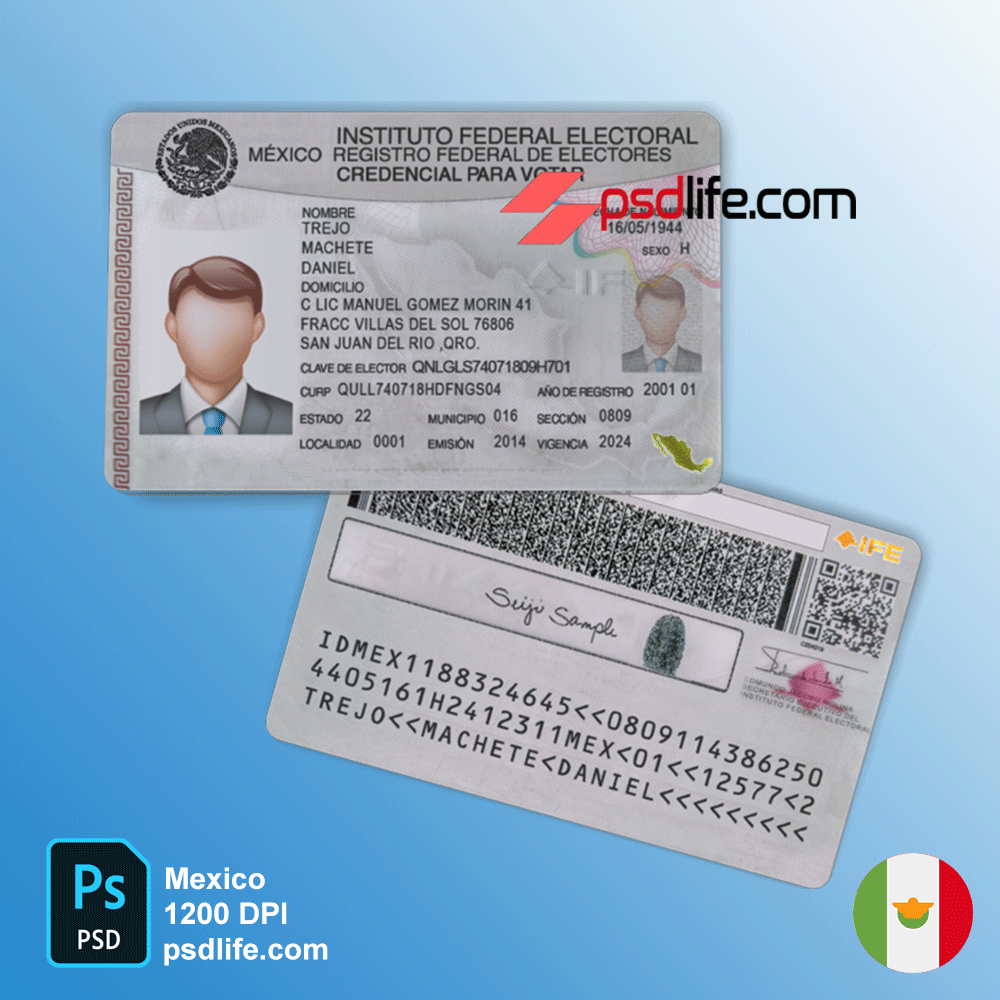 Mexico id card templates