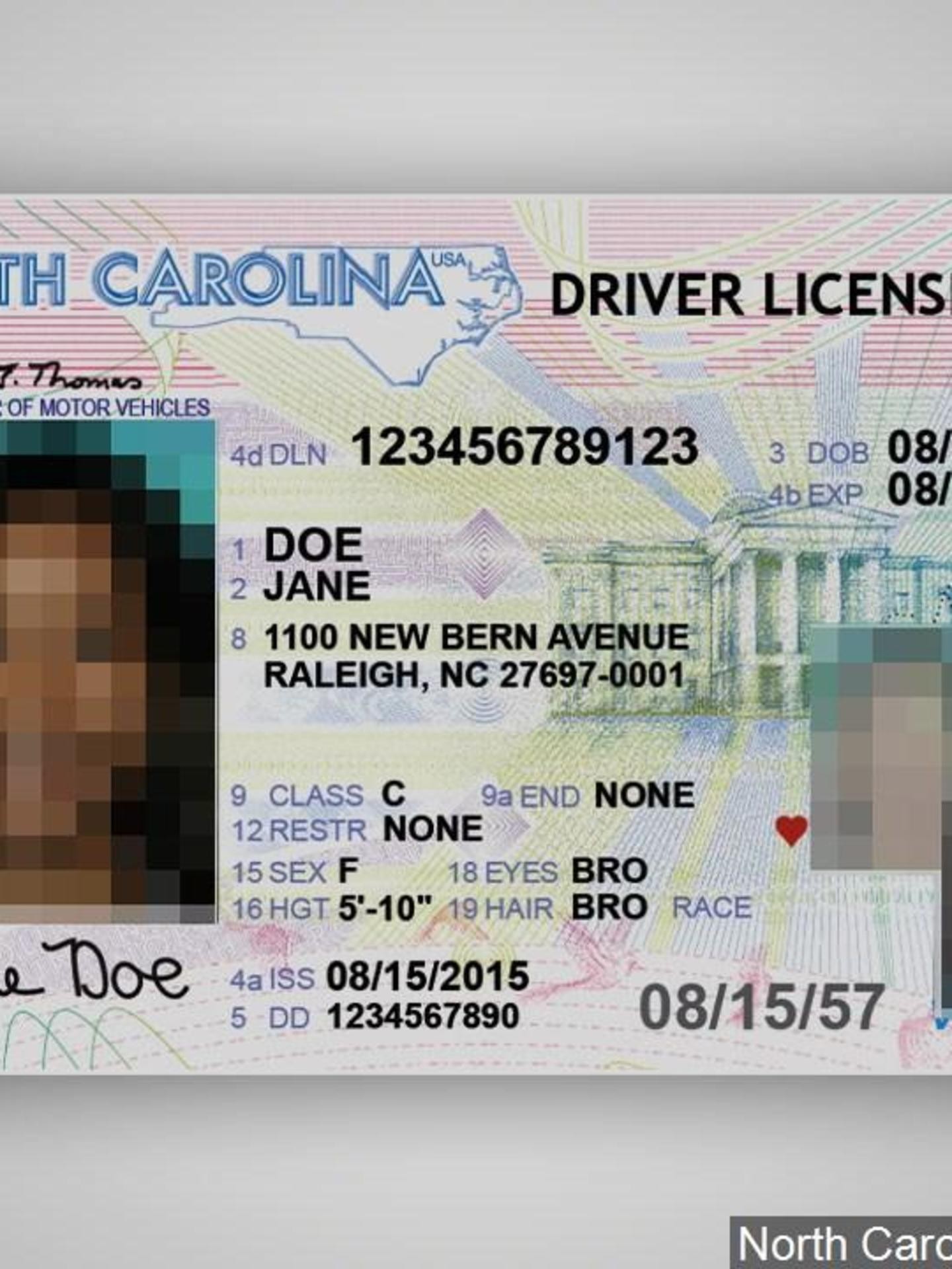 North Carolina fake id card