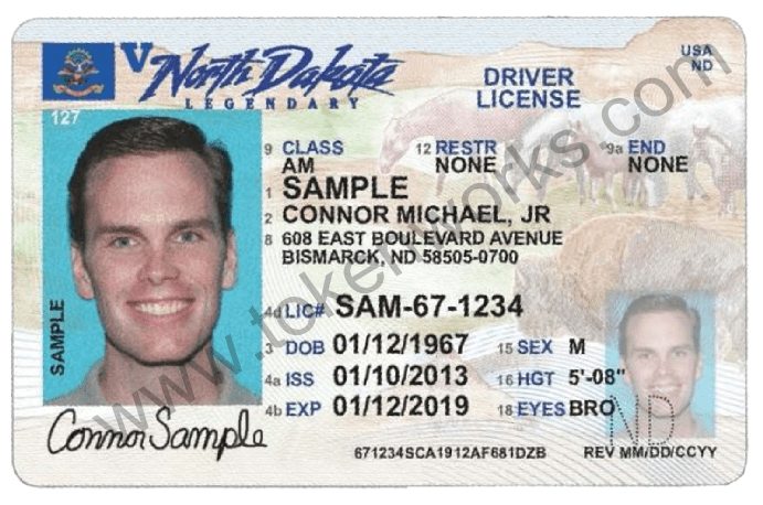 North Dakota id card front and back