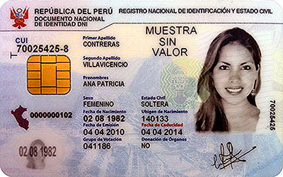 Peru id card front and back