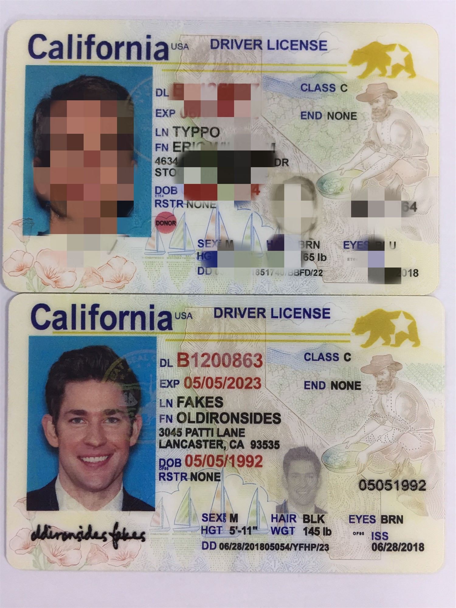 real vs fake id