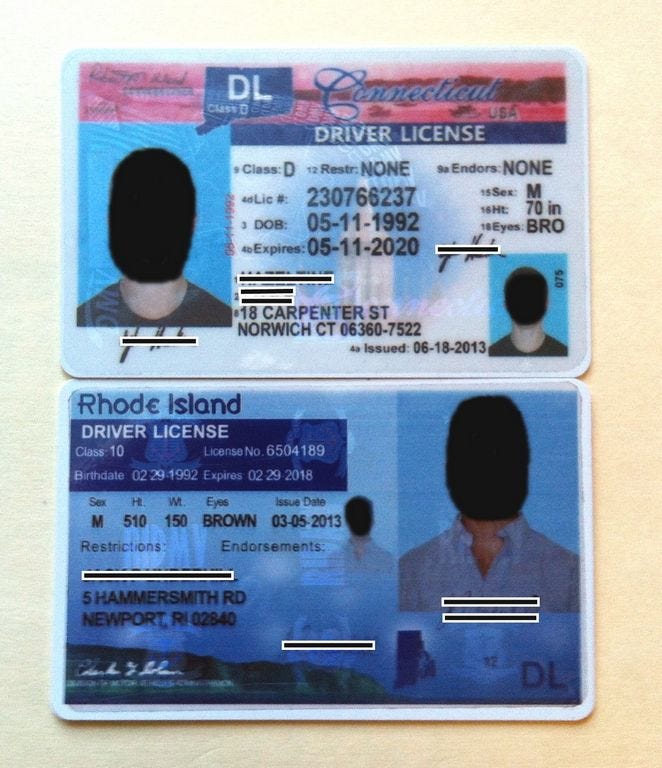 real vs fake id