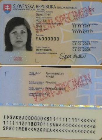 Slovakia id card templates