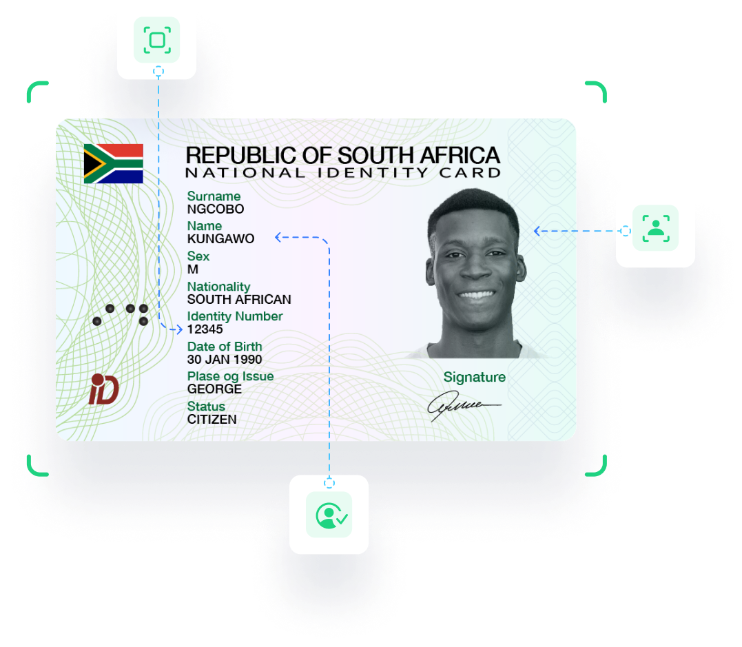 South Africa id card front and back