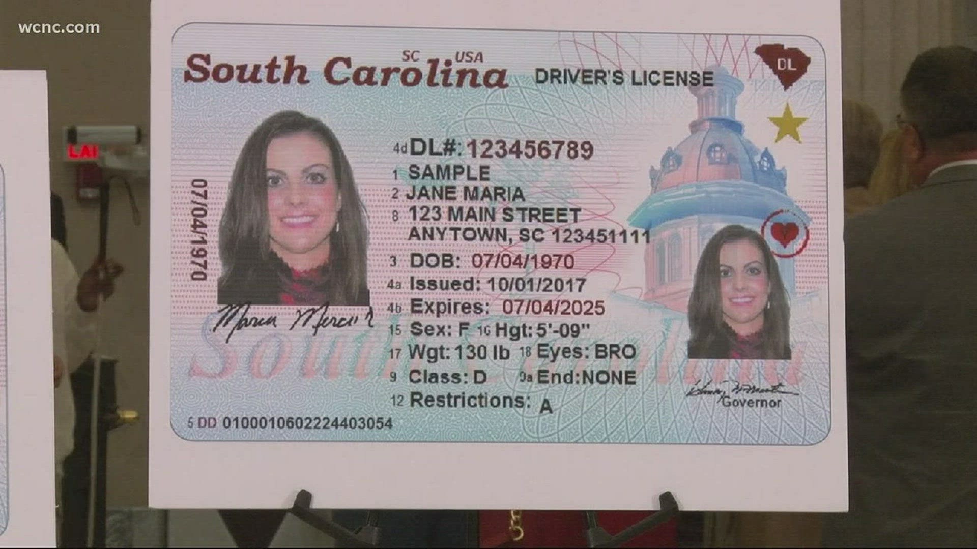 South Carolina id card front and back
