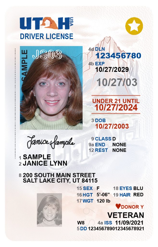 Utah fake id card