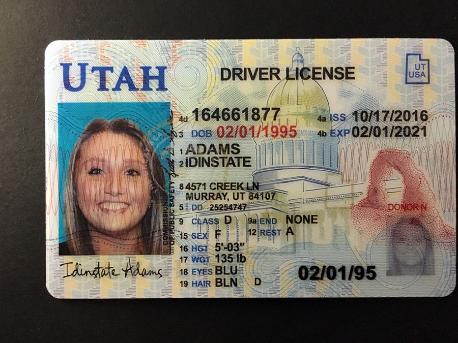 Utah fake id card