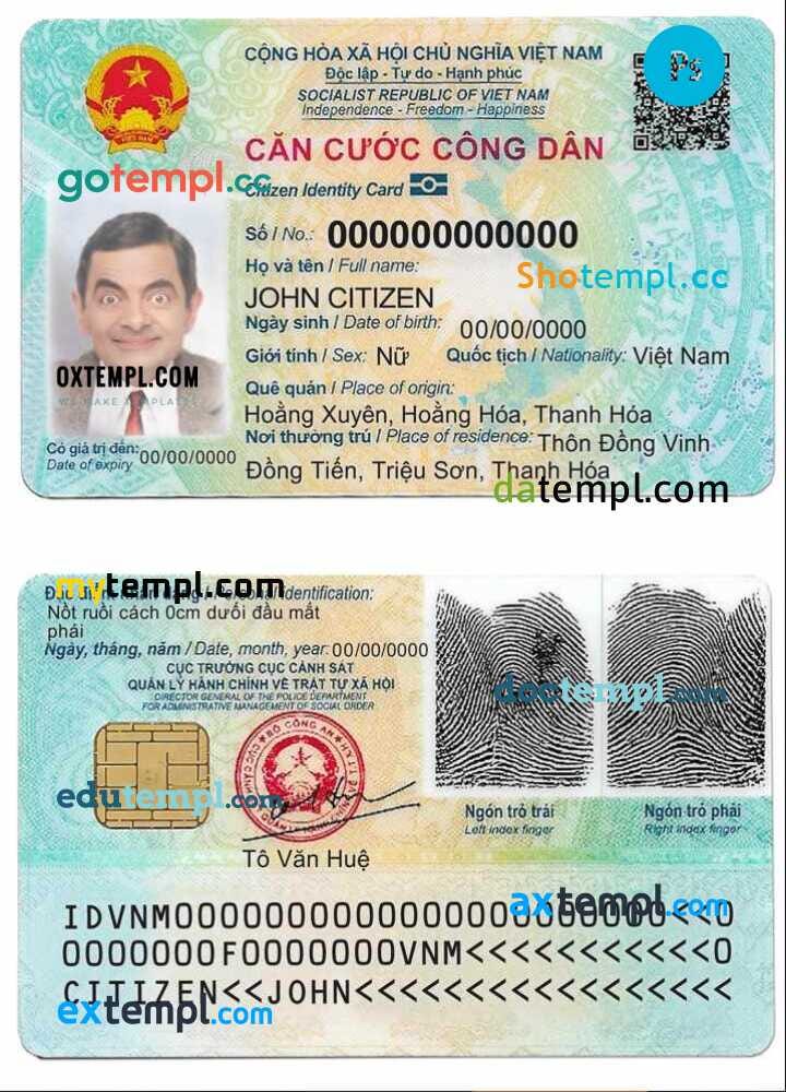 Vietnam id card templates