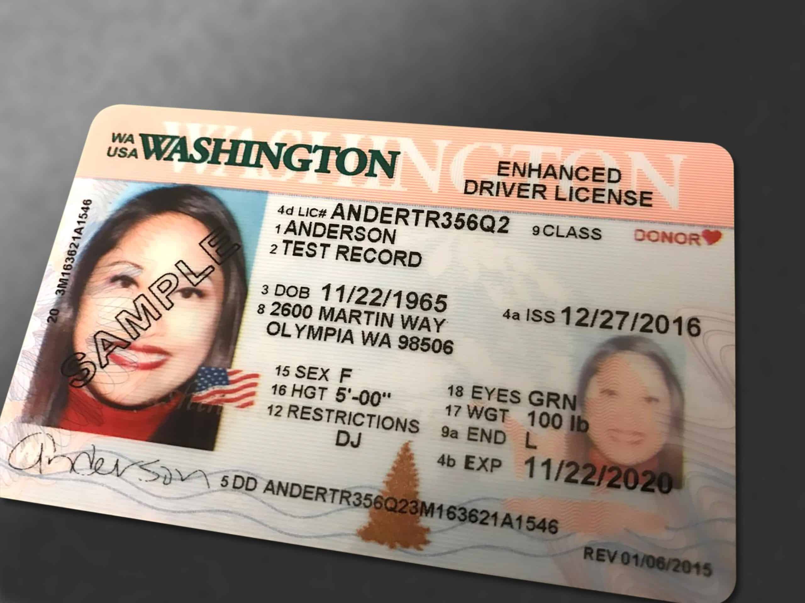 Washington id card front and back