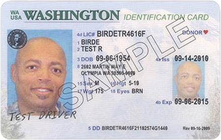 Washington id card front and back