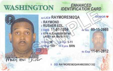 Washington id card front and back