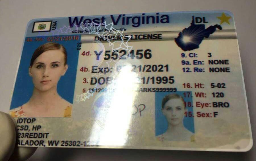West Virginia id card front and back