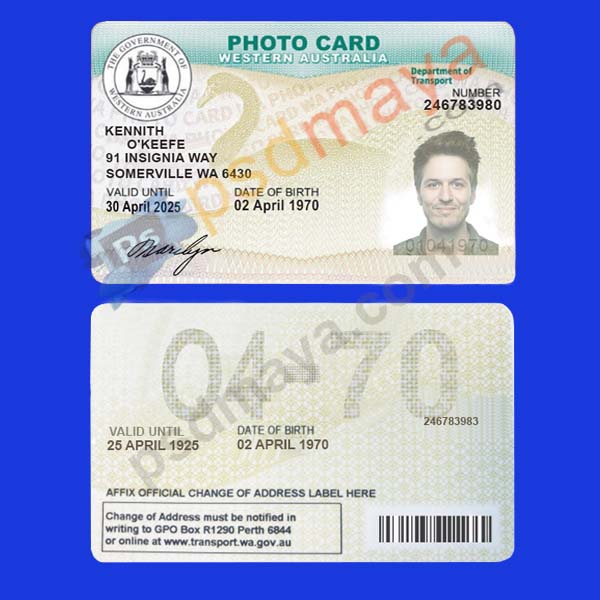 Western Australia id card templates